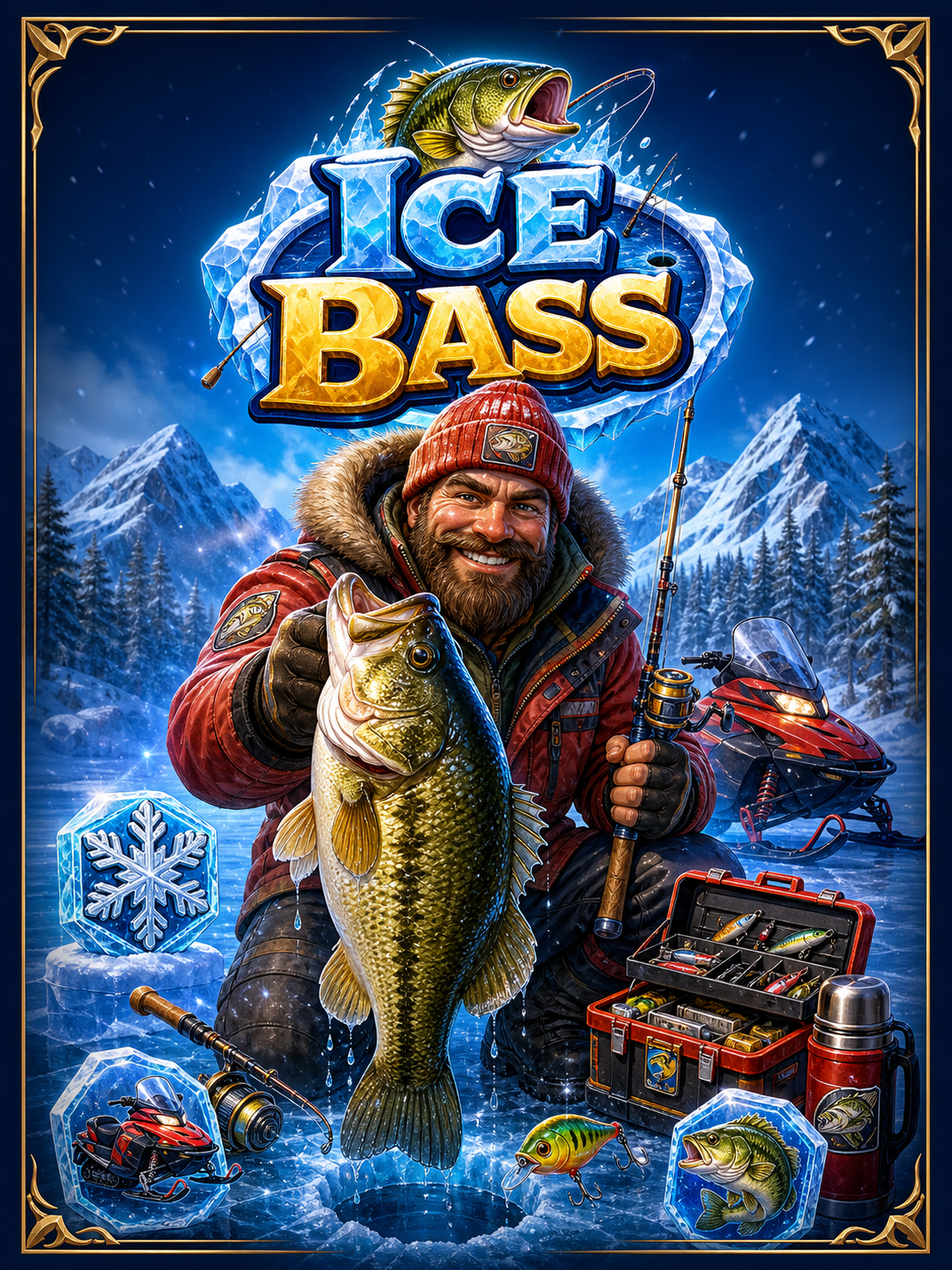 Ice Bass slot game - Fisherman Wild collecting fish values with rising multiplier
